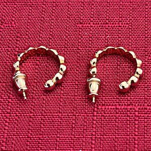 Vintage Gold Tone Beaded J Hoop Earrings